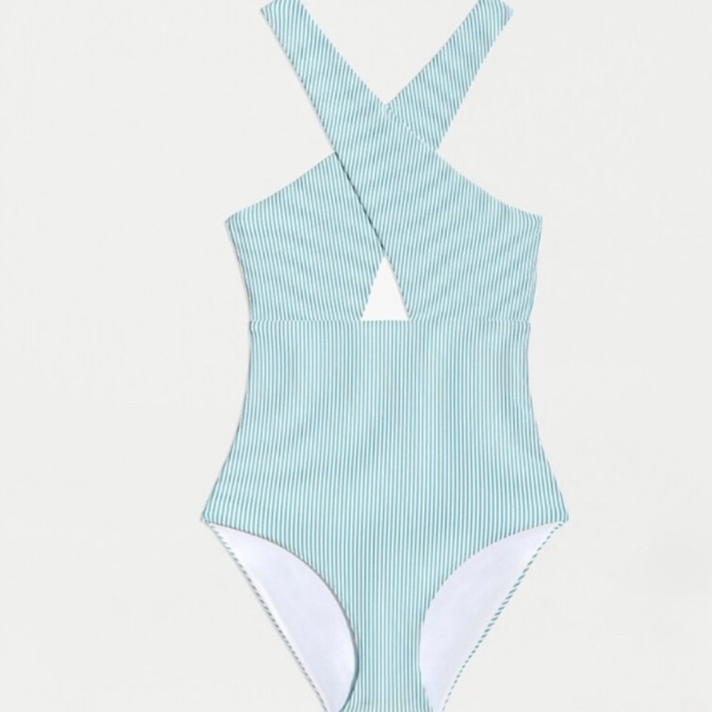 ONIA Nicole Seersucker One-Piece Bathing Suit